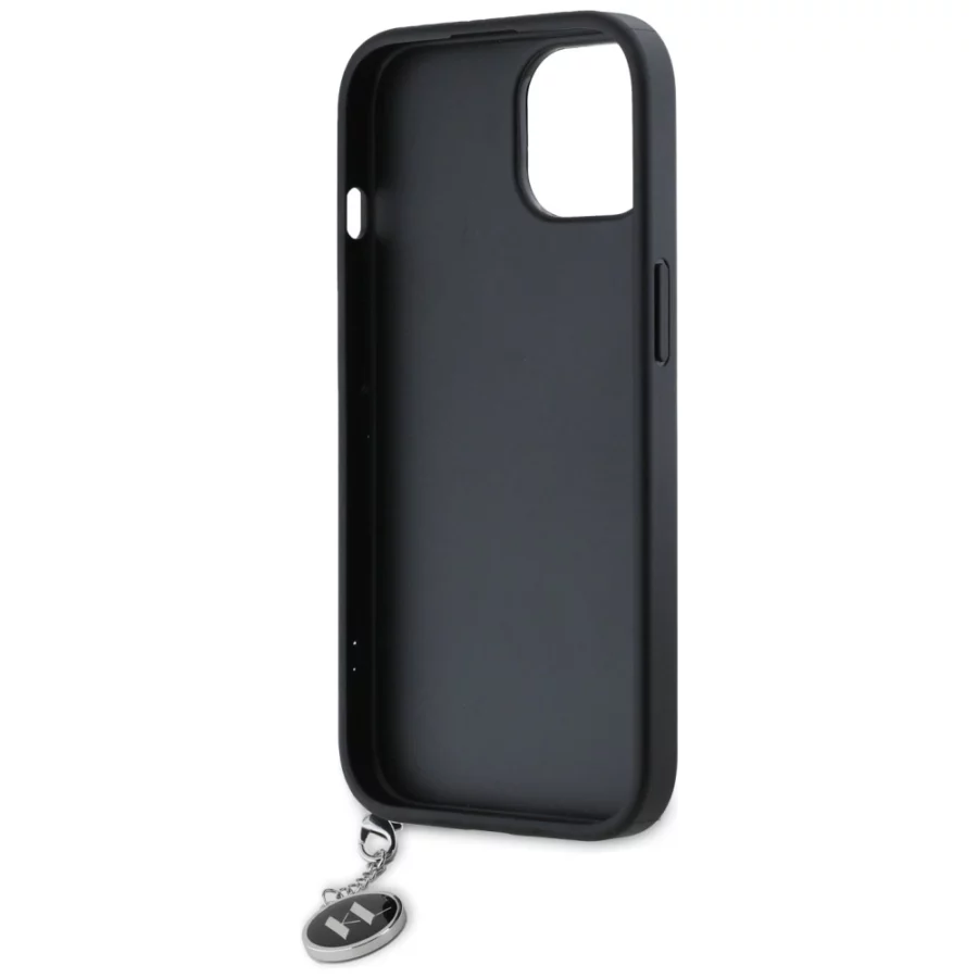 Etui Karl Lagerfeld Saffiano Rhinestones & Charm na iPhone 15 / 14 / 13 - czarne