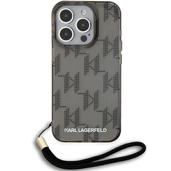 Etui Karl Lagerfeld IML Mono KL Pattern & Cord na iPhone 15 Pro Max - czarne