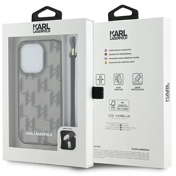 Etui Karl Lagerfeld IML Mono KL Pattern & Cord na iPhone 15 Pro Max - czarne