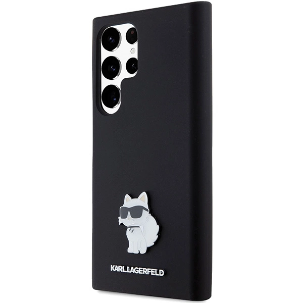 Etui Karl Lagerfeld Silicone Choupette Metal Pin na Samsung Galaxy S24 Ultra - czarne