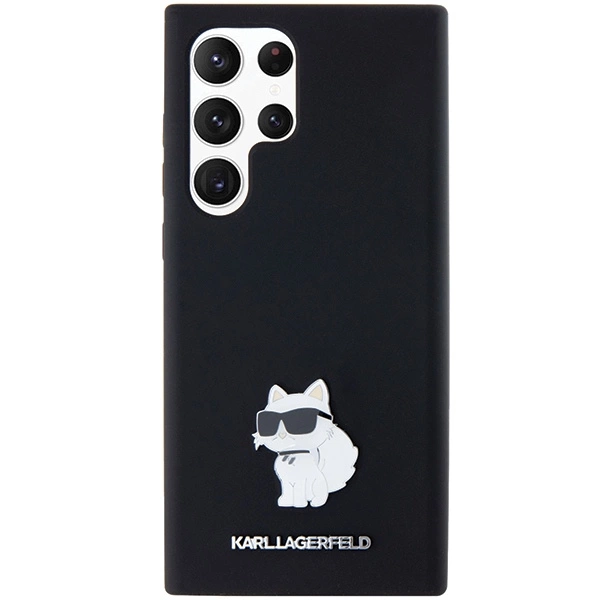 Etui Karl Lagerfeld Silicone Choupette Metal Pin na Samsung Galaxy S24 Ultra - czarne
