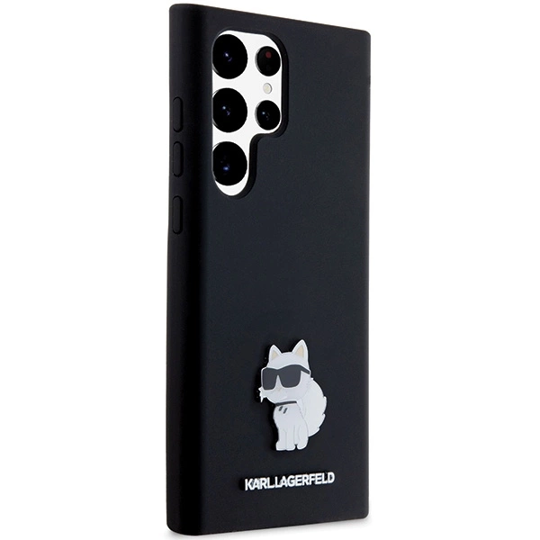 Etui Karl Lagerfeld Silicone Choupette Metal Pin na Samsung Galaxy S24 Ultra - czarne