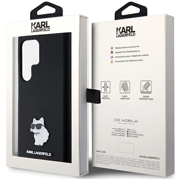 Etui Karl Lagerfeld Silicone Choupette Metal Pin na Samsung Galaxy S24 Ultra - czarne