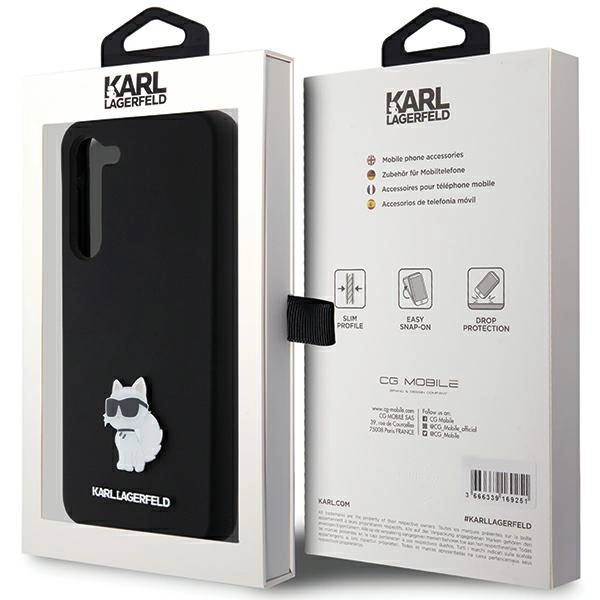 Etui Karl Lagerfeld Silicone Choupette Metal Pin na Samsung Galaxy S24+ - czarne