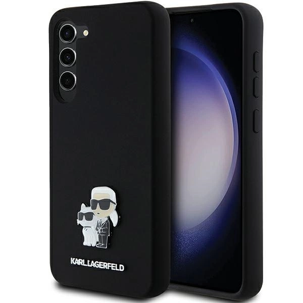 Etui Karl Lagerfeld Silicone Karl&Choupette Metal Pin na Samsung Galaxy S24+ - czarne
