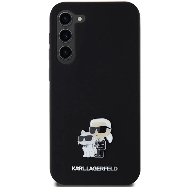 Etui Karl Lagerfeld Silicone Karl&Choupette Metal Pin na Samsung Galaxy S24+ - czarne