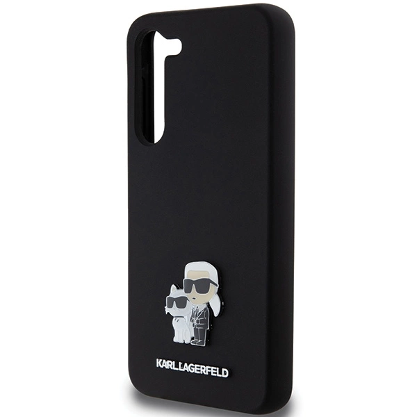 Etui Karl Lagerfeld Silicone Karl&Choupette Metal Pin na Samsung Galaxy S24+ - czarne