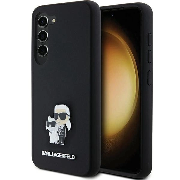 Etui Karl Lagerfeld Silicone Karl&Choupette Metal Pin na Samsung Galaxy S24 - czarne
