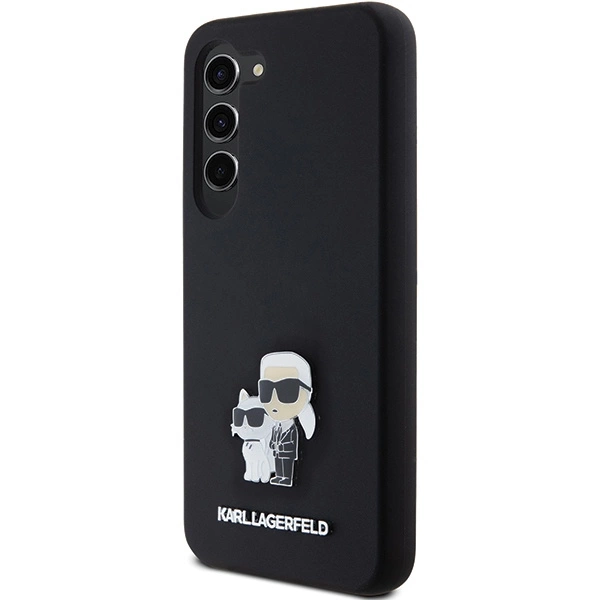 Etui Karl Lagerfeld Silicone Karl&Choupette Metal Pin na Samsung Galaxy S24 - czarne