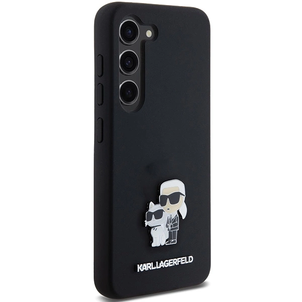 Etui Karl Lagerfeld Silicone Karl&Choupette Metal Pin na Samsung Galaxy S24 - czarne