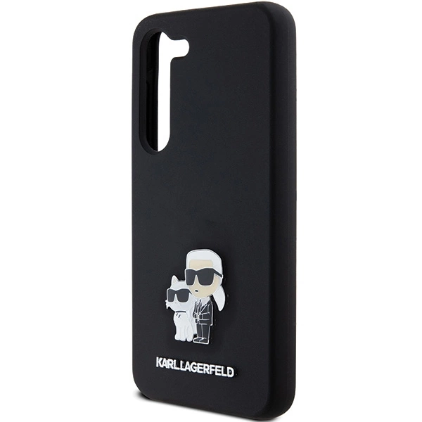 Etui Karl Lagerfeld Silicone Karl&Choupette Metal Pin na Samsung Galaxy S24 - czarne