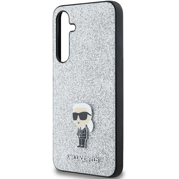 Etui Karl Lagerfeld Fixed Glitter Ikonik Logo Metal Pin na Samsung Galaxy A35 - srebrne