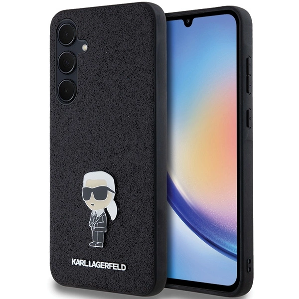 Etui Karl Lagerfeld Fixed Glitter Ikonik Logo Metal Pin na Samsung Galaxy A35 - czarne