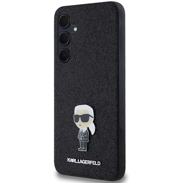 Etui Karl Lagerfeld Fixed Glitter Ikonik Logo Metal Pin na Samsung Galaxy A35 - czarne
