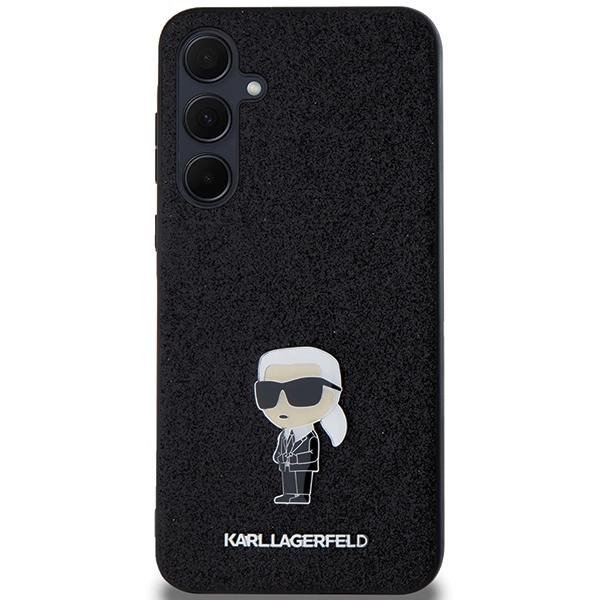 Etui Karl Lagerfeld Fixed Glitter Ikonik Logo Metal Pin na Samsung Galaxy A35 - czarne
