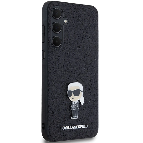 Etui Karl Lagerfeld Fixed Glitter Ikonik Logo Metal Pin na Samsung Galaxy A35 - czarne