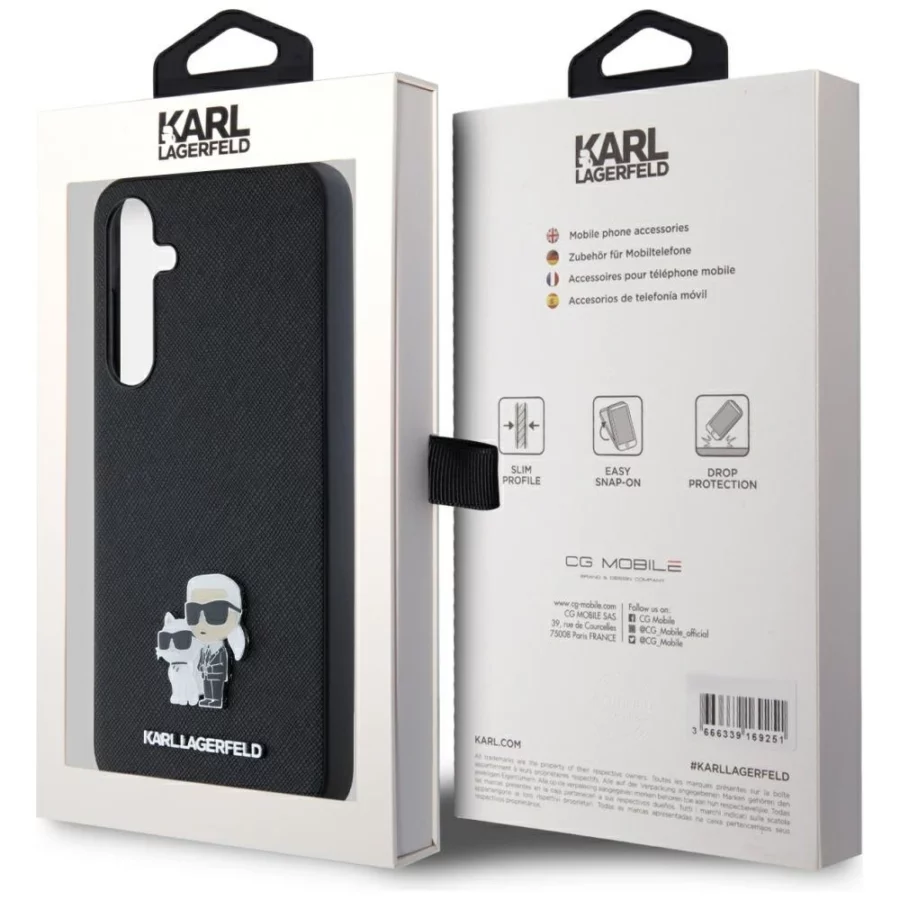 Etui Karl Lagerfeld Saffiano Karl&Choupette Pin na Samsung Galaxy A35 - czarne