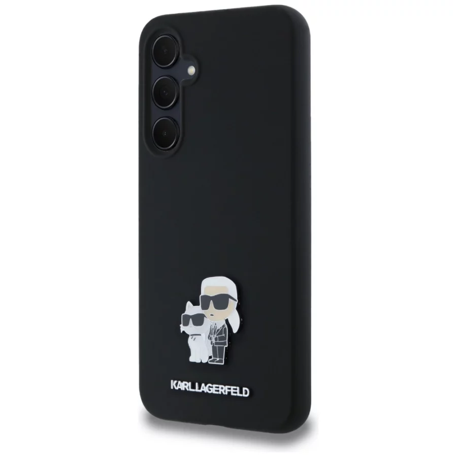 Etui Karl Lagerfeld Silicone Karl&Choupette Metal Pin na Samsung Galaxy A35 - czarne