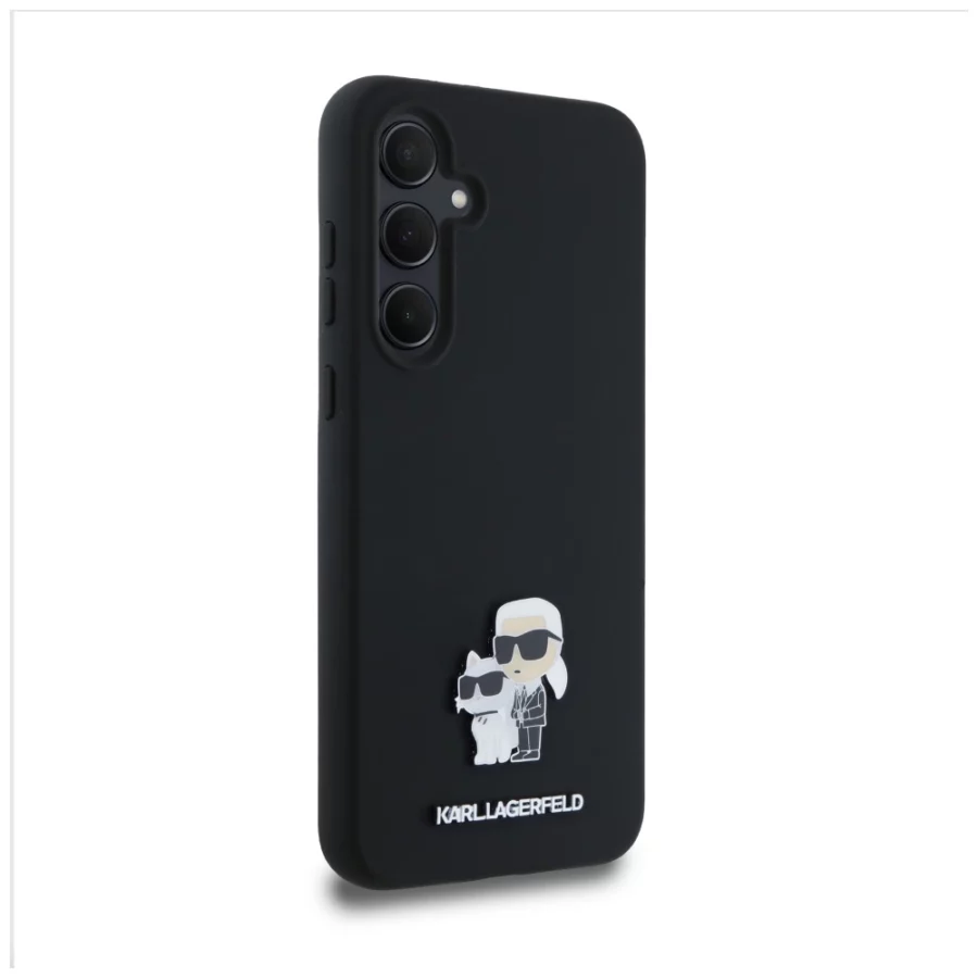Etui Karl Lagerfeld Silicone Karl&Choupette Metal Pin na Samsung Galaxy A35 - czarne