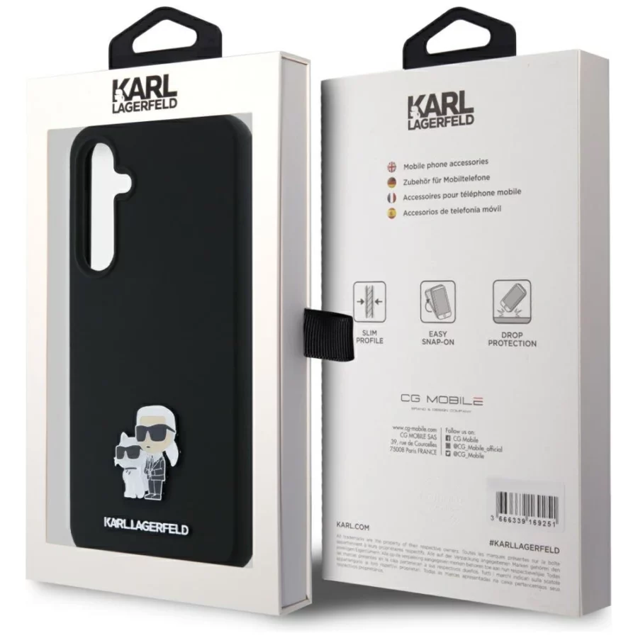 Etui Karl Lagerfeld Silicone Karl&Choupette Metal Pin na Samsung Galaxy A35 - czarne
