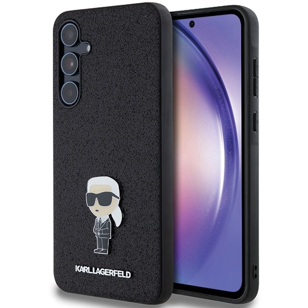 Etui Karl Lagerfeld Fixed Glitter Ikonik Logo Metal Pin na Samsung Galaxy A55 - czarne