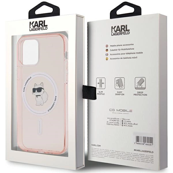 Etui Karl Lagerfeld IML Choupette MagSafe na iPhone 12/12 Pro - różowe