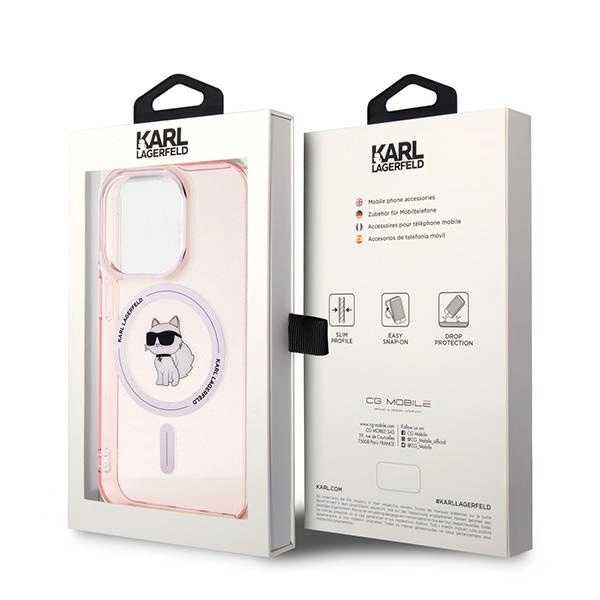 Etui Karl Lagerfeld IML Choupette MagSafe na iPhone 14 Pro Max - różowe