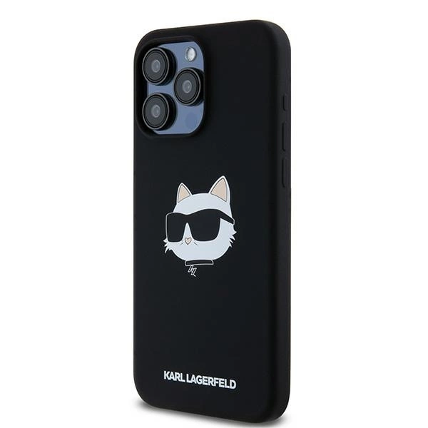 Etui Karl Lagerfeld Silicone Choupette Head MagSafe na iPhone 15 Pro - czarne
