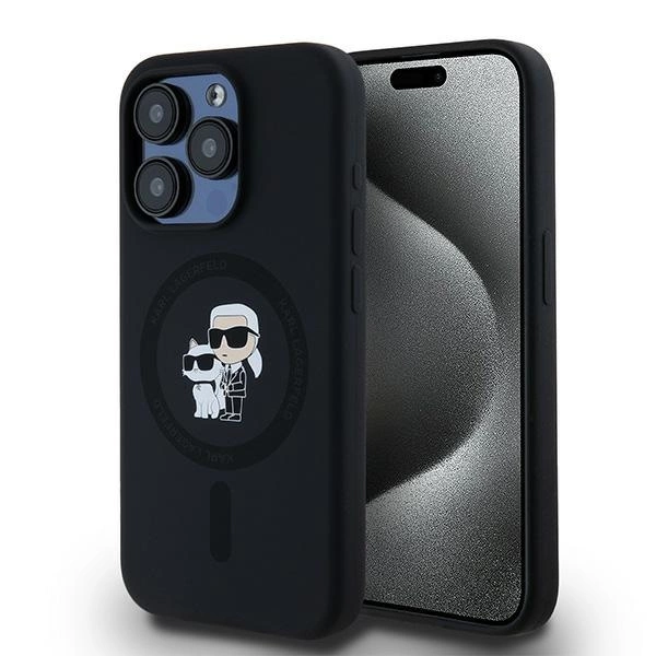 Etui Karl Lagerfeld Silicone Karl&Choupette MagSafe na iPhone 15 Pro - czarne