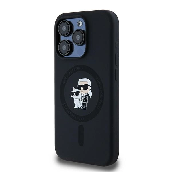 Etui Karl Lagerfeld Silicone Karl&Choupette MagSafe na iPhone 15 Pro - czarne