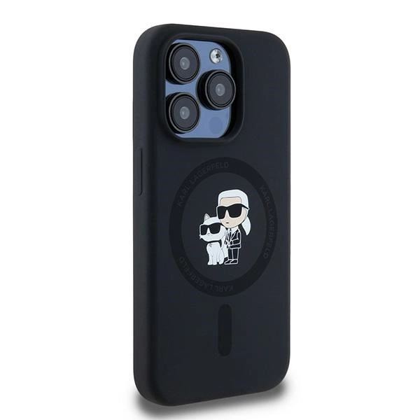 Etui Karl Lagerfeld Silicone Karl&Choupette MagSafe na iPhone 15 Pro - czarne