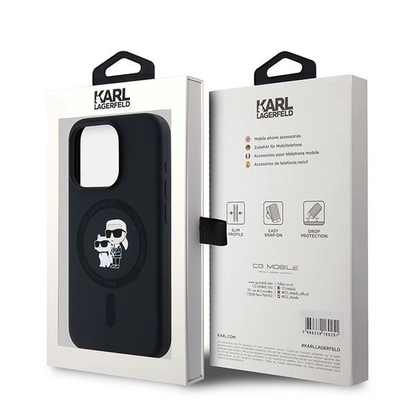 Etui Karl Lagerfeld Silicone Karl&Choupette MagSafe na iPhone 15 Pro - czarne