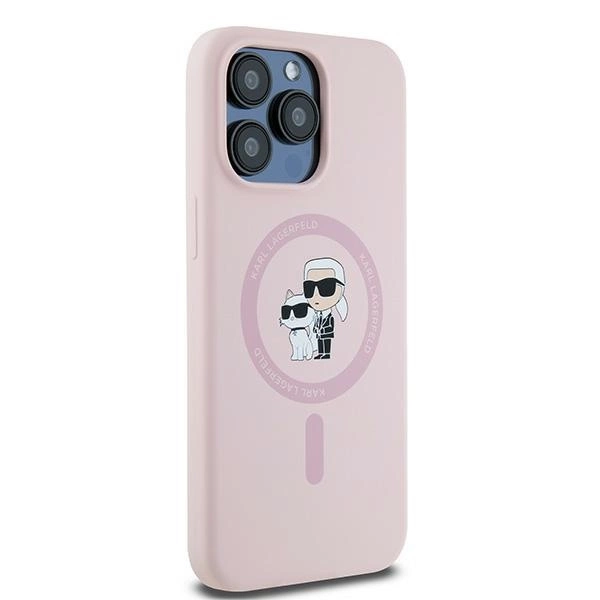 Etui Karl Lagerfeld Silicone Karl&Choupette MagSafe na iPhone 15 Pro - różowe