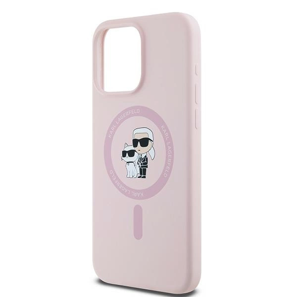 Etui Karl Lagerfeld Silicone Karl&Choupette MagSafe na iPhone 15 Pro - różowe