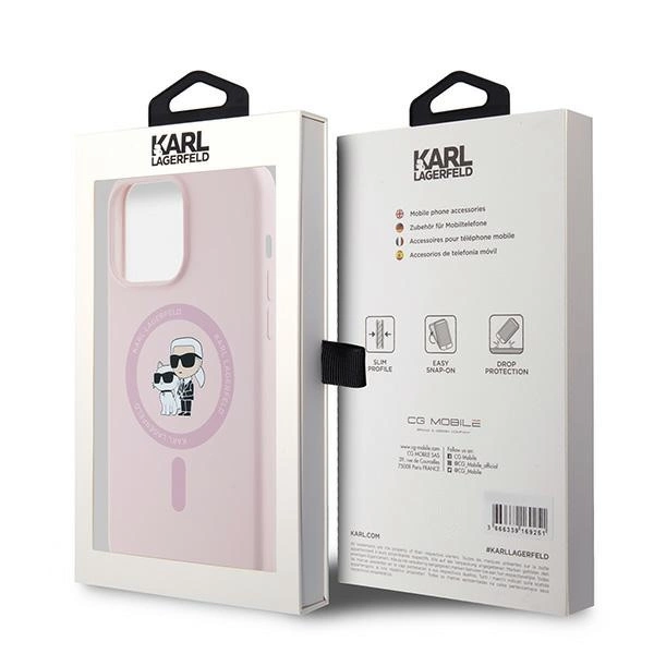Etui Karl Lagerfeld Silicone Karl&Choupette MagSafe na iPhone 15 Pro - różowe