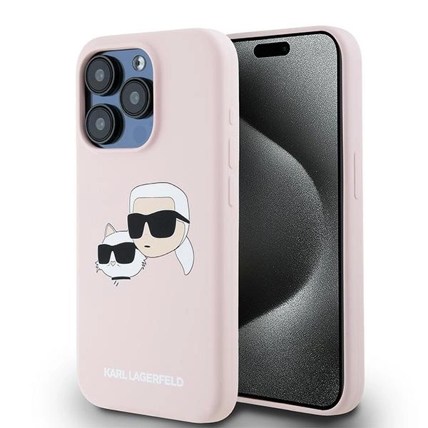 Etui Karl Lagerfeld Silicone Karl&Choupette MagSafe na iPhone 15 Pro - różowe
