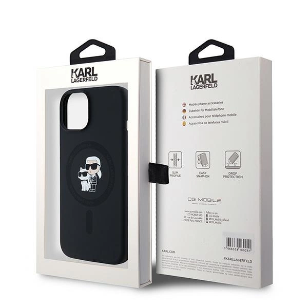 Etui Karl Lagerfeld Silicone Karl&Choupette MagSafe na iPhone 15 Plus / 14 Plus - czarne