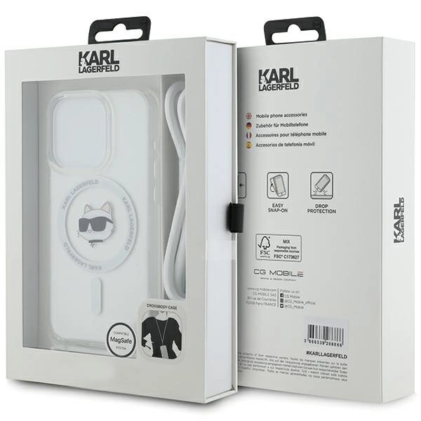 Etui Karl Lagerfeld IML Choupette Head&Cord MagSafe na iPhone 15 Pro Max - przezroczyste