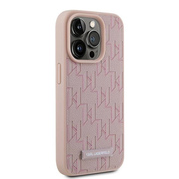 Etui Karl Lagerfeld Leather Monogram Metal Logo na iPhone 15 Pro Max - różowe
