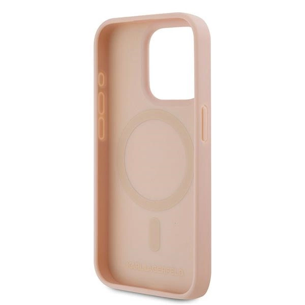 Etui Karl Lagerfeld Leather Monogram Metal Logo na iPhone 15 Pro Max - różowe