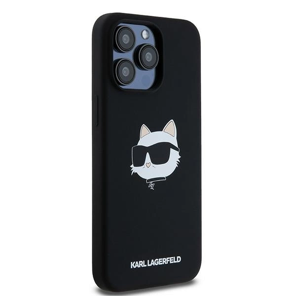 Etui Karl Lagerfeld Silicone Choupette Head MagSafe na iPhone 15 Pro Max - czarne