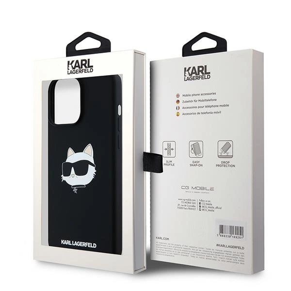 Etui Karl Lagerfeld Silicone Choupette Head MagSafe na iPhone 15 Pro Max - czarne