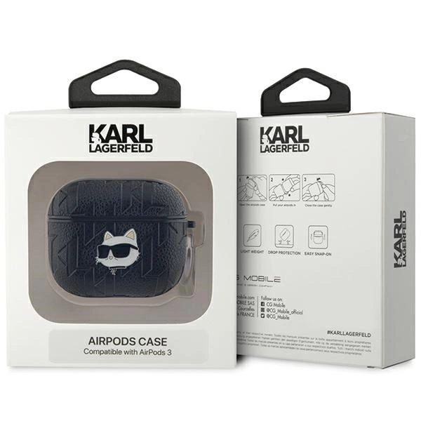 Etui Karl Lagerfeld Monogram Choupette Head na AirPods 3 - czarne