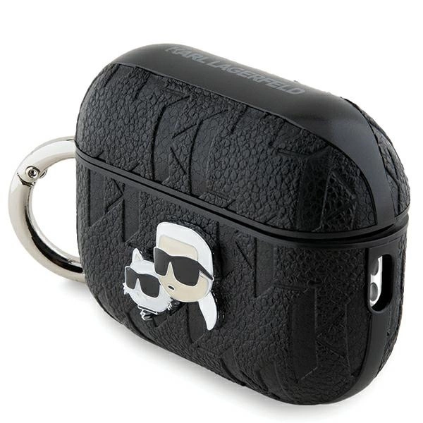 Etui Karl Lagerfeld Monogram Karl & Choupette Head na AirPods Pro 2 - czarne