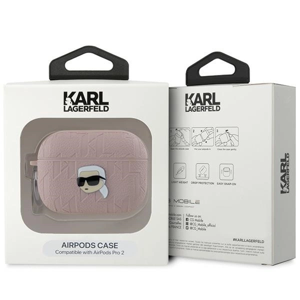 Etui Karl Lagerfeld Monogram Karl Head na AirPods Pro 2 - różowe