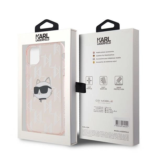 Etui Karl Lagerfeld IML Choupette Head & Monogram na iPhone 11 / Xr - różowe