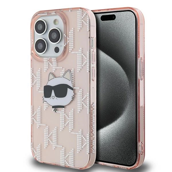 Etui Karl Lagerfeld IML Choupette Head & Monogram na iPhone 13 Pro / 13 - różowe