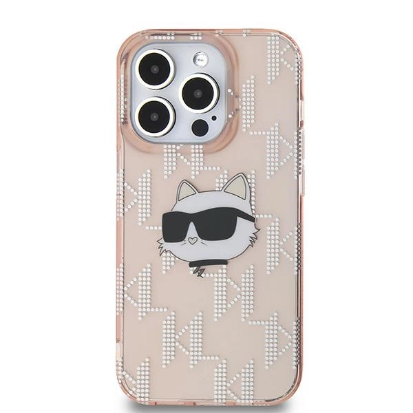 Etui Karl Lagerfeld IML Choupette Head & Monogram na iPhone 13 Pro / 13 - różowe