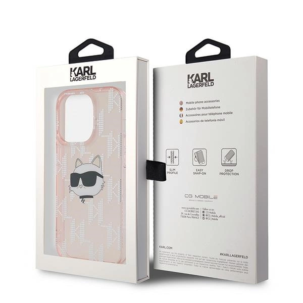Etui Karl Lagerfeld IML Choupette Head & Monogram na iPhone 13 Pro Max - różowe