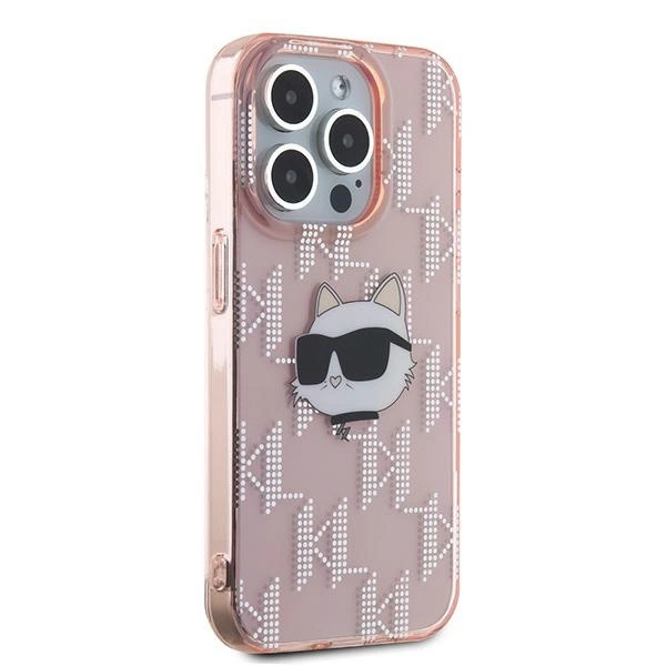 Etui Karl Lagerfeld IML Choupette Head & Monogram na iPhone 15 Pro Max - różowe